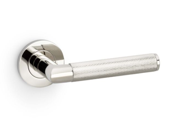 Alexander & Wilks Harrier Knurled Lever on Round Rose Polished Nickel PVD