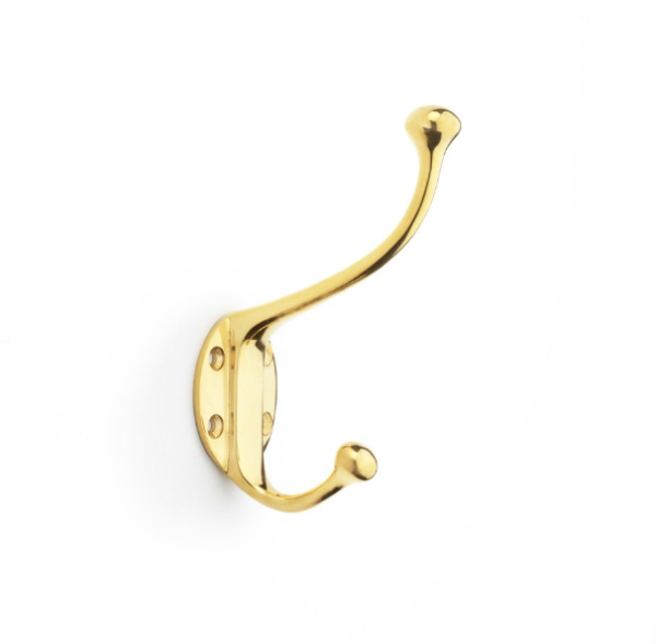 Alexander & Wilks Traditional Hat and Coat Hook Unlacquered Brass