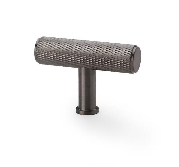 Alexander & Wilks Crispin Knurled T-bar Cupboard Knob Dark Bronze PVD