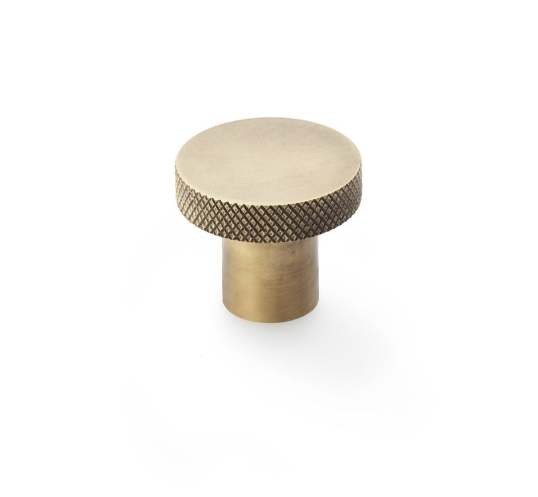 Alexander & Wilks Hanover Knurled Circular Cupboard Knob Antique Brass