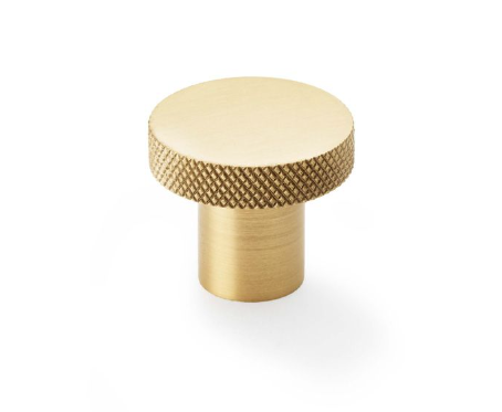 Alexander & Wilks Hanover Knurled Circular Cupboard Knob Satin Brass