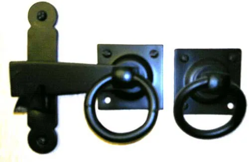 100mm Ring Handle Gate Latch Set Black