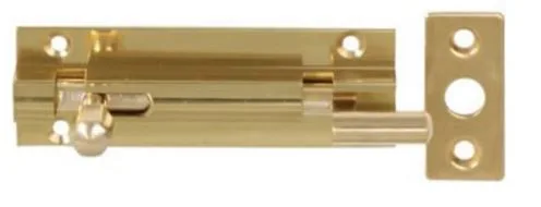 Jedo 100mm x 25mm Cranked Barrel Bolt c/w Flat Keep Polished Brass