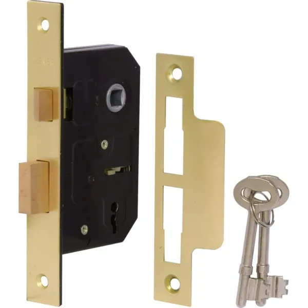 63mm 3 Lever Mortice Sashlock Electro Brass