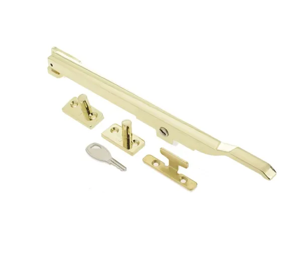 Jedo 250mm Modern Locking Casement Stay Polished Brass