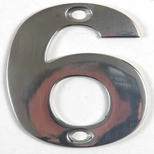 75mm Numeral "6" Polished Stainless Steel