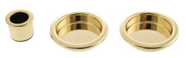 AGB Sliding Door Flush Pull Round Polished Brass