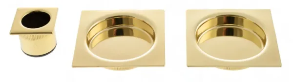 AGB Sliding Door Flush Pull Square Polished Brass