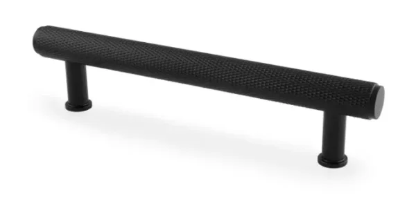 Alexander & Wilks 128mm Crispin Knurled T-bar Cupboard Pull Handle Matt Black