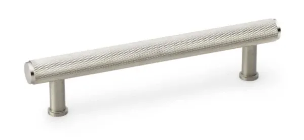 Alexander & Wilks 128mm Crispin Knurled T-bar Cupboard Pull Handle Satin Nickel