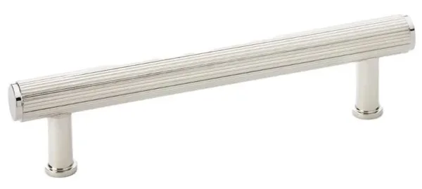 Alexander & Wilks 128mm Crispin Reeded T-bar Cupboard Pull Handle Polished Nickel