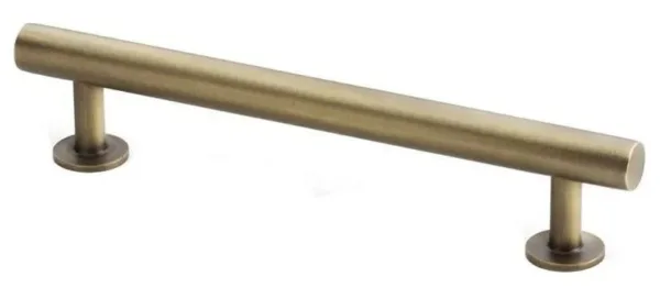 Alexander & Wilks 128mm Round T-Bar Cupboard Pull Handle Antique Brass