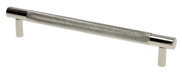 Alexander & Wilks 160mm Brunel Knurled T-Bar Cupboard Pull Handle Polished Nickel PVD