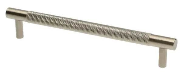 Alexander & Wilks 160mm Brunel Knurled T-Bar Cupboard Pull Handle Satin Nickel PVD