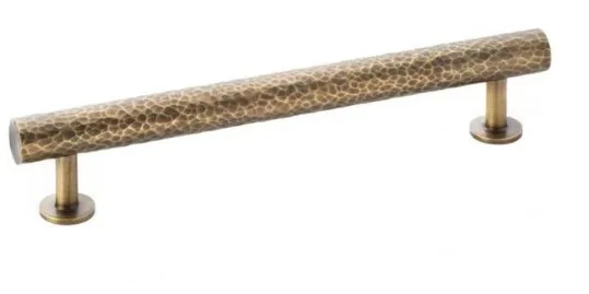 Alexander & Wilks 160mm Leila Hammered T-bar Cupboard Pull Handle Antique Brass