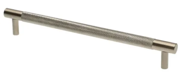 Alexander & Wilks 192mm Brunel Knurled T-Bar Cupboard Pull Handle Satin Nickel PVD