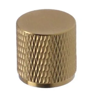 Alexander & Wilks 20mm Brunel Knurled Cupboard Knob Satin Brass PVD