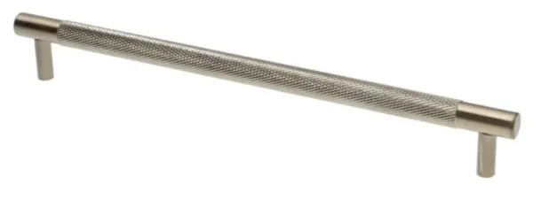 Alexander & Wilks 224mm Brunel Knurled T-Bar Cupboard Pull Handle Satin Nickel