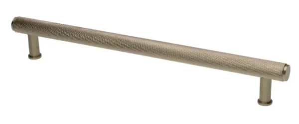 Alexander & Wilks 224mm Crispin Knurled T-bar Cupboard Pull Handle Satin Nickel PVD