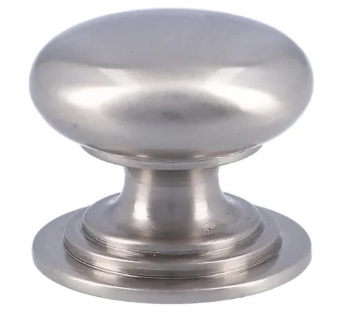 Alexander & Wilks 25mm Waltz Round Cupboard Knob on Stepped Rose Satin Nickel