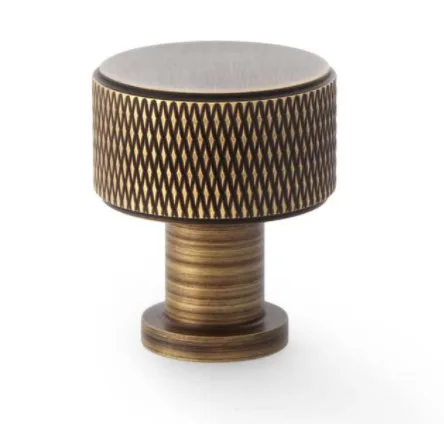 Alexander & Wilks 29mm Lucia Knurled Cupboard Knob Antique Brass