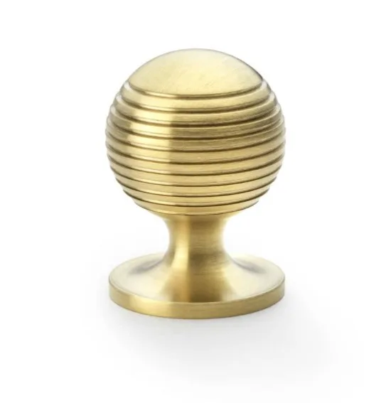 Alexander & Wilks 32mm Caesar Cupboard Knob on Round Rose Satin Brass PVD