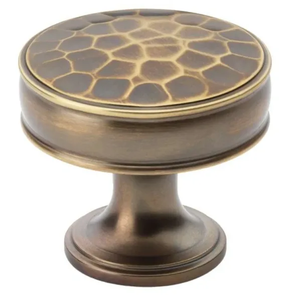 Alexander & Wilks 32mm Lynd Hammered Cupboard Knob Antique Brass