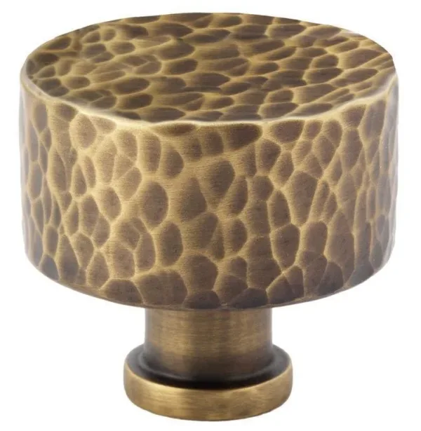 Alexander & Wilks 35mm Leila Hammered Cupboard Knob Antique Brass