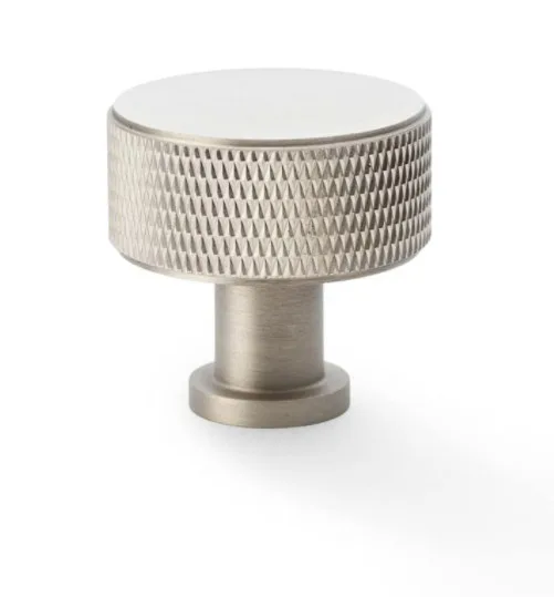 Alexander & Wilks 35mm Lucia Knurled Cupboard Knob Satin Nickel