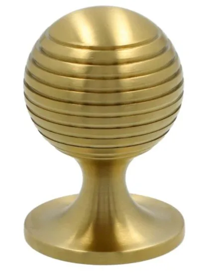 Alexander & Wilks 38mm Caesar Cupboard Knob on Round Rose Satin Brass PVD