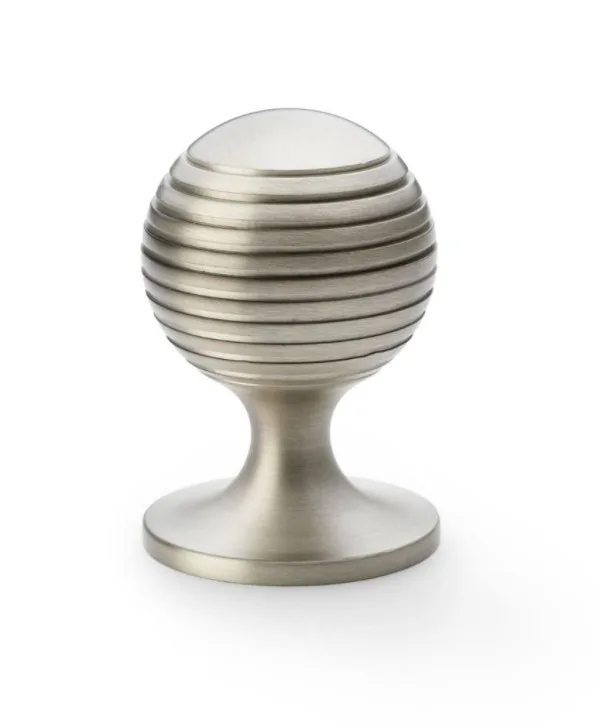 Alexander & Wilks 38mm Caesar Cupboard Knob on Round Rose Satin Nicklel