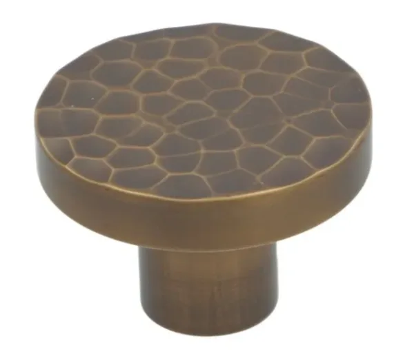 Alexander & Wilks 38mm Hanover Hammered Cupboard Knob Antique Brass