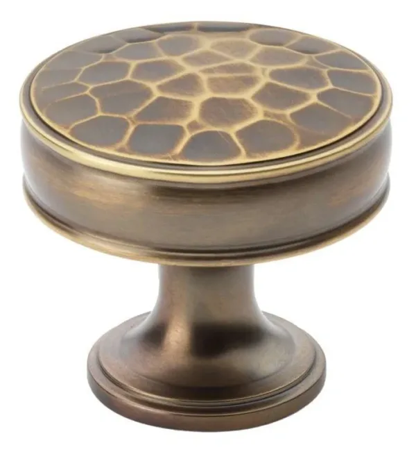 Alexander & Wilks 38mm Lynd Hammered Cupboard Knob Antique Brass