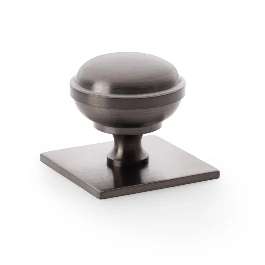 Alexander & Wilks 38mm Quantock Cupboard Knob on Square Backplate Dark Bronze