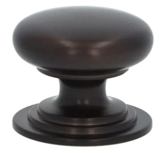 Alexander & Wilks 38mm Waltz Round Cupboard Knob on Stepped Rose Dark Bronze