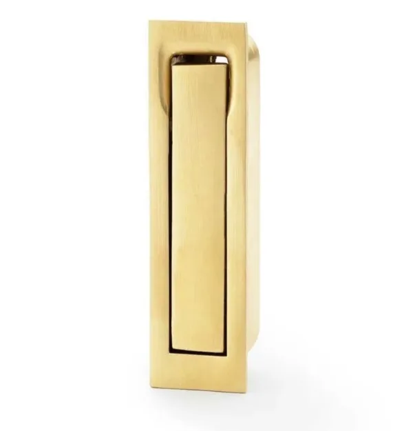 Alexander & Wilks Square Sliding Door Edge Pull Satin Brass PVD