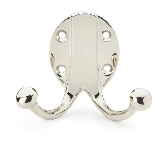 Alexander & Wilks Traditional Double Robe Hook Polished Nickel