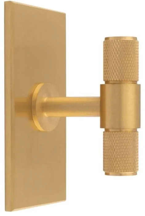 Carlisle Brass Knurled T-Bar Cabinet Knob On 76mm x 40mm Backplate Satin Brass