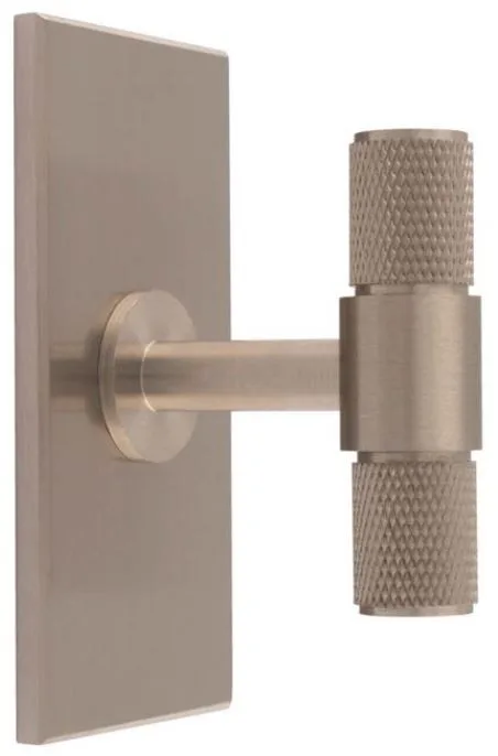 Carlisle Brass Knurled T-Bar Cabinet Knob On 76mm x 40mm Backplate Satin Nickel