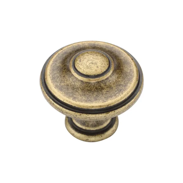 Domed Round Knob 030mm Distressed Brass finish