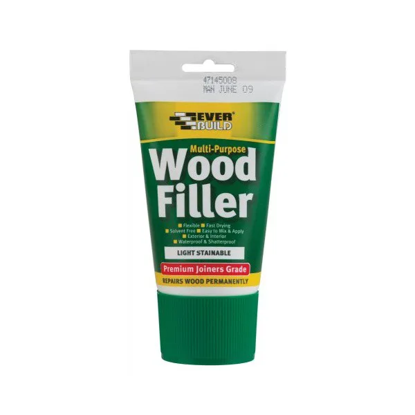 Everbuild Light Multi Purpose Wood Filler Premium Joiners Grade 1 Part 100ml Easy Squeeze Tube