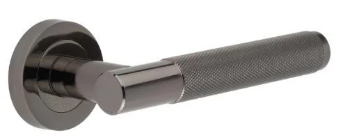 Frelan Bari Knurled Lever On Rose Black Nickel