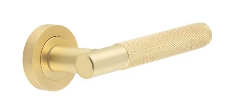 Frelan Bari Knurled Lever On Rose Satin Brass