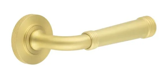 Frelan Burlington Highgate Lever On Knurled Rose Satin Brass