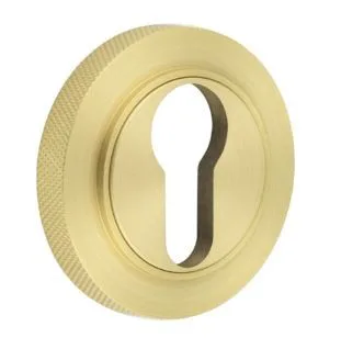 Frelan Burlington Knurled Rose Euro Profile Escutcheon Satin Brass