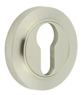 Frelan Burlington Knurled Rose Euro Profile Escutcheon Satin Nickel