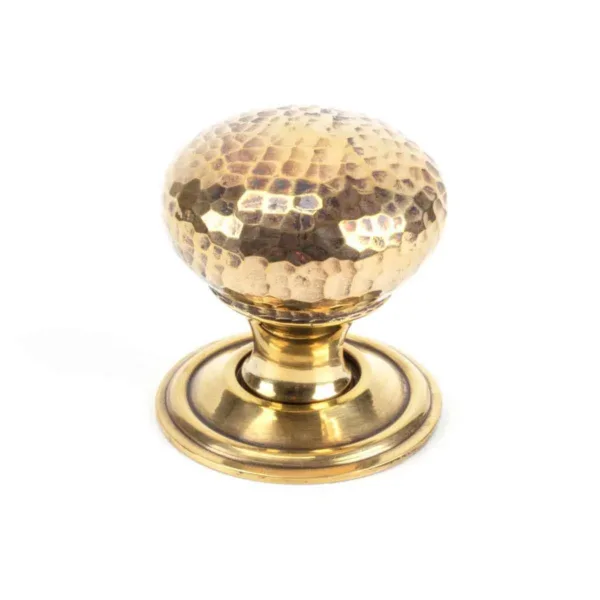 From The Anvil Aged Brass Hammered Mushroom Cabinet Knob 32mm