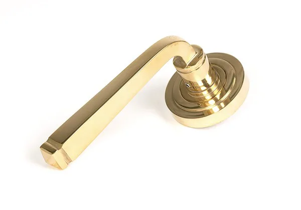 From The Anvil Polished Brass Avon Round Lever on Rose Set Unsprung (Art Deco)