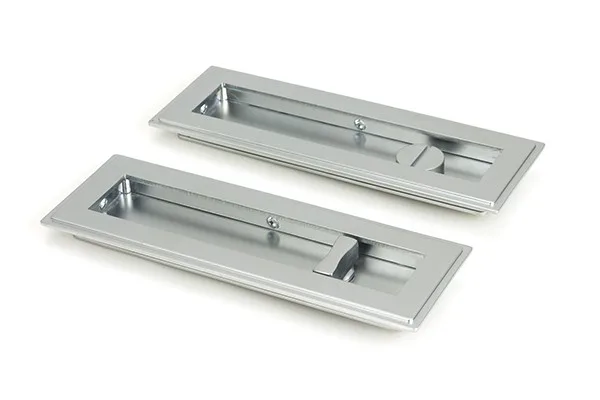 From The Anvil Satin Chrome 175mm Art Deco Rectangular Pull Privacy Set