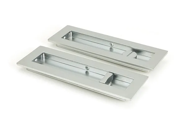 From The Anvil Satin Chrome 175mm Plain Rectangular Pull Privacy Set